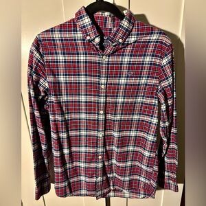 Vineyard Vines Boy’s Whale Shirt Plaid Flannel Preppy  Church School Size L (16)